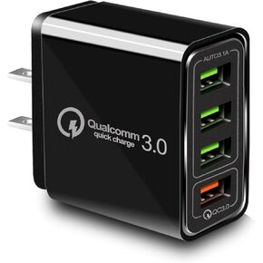 USB Wall Charger Multiport QC.3 Quick Charge 4-Port Fast Charger Block, Multiport USB Cube Power Adapter Wall Charger Plug Charging Block for All Mobiles Samsun Galaxy, Xiaomi, Redmi, Oppo, iPhones