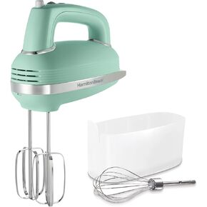 Magnolia Bakery 5-Speed Electric Hand Mixer by Hamilton Beach, Powerful 1.3 Amp DC Motor for Effortless Mixing & Consistent Speed in Thick Ingredients, Slow Start, Beaters and Whisk, Green (62601)