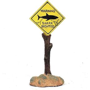 Aquarium Decor,Yellow Shark Warning Sign Ornament Decoration for Aquarium Fish Tank