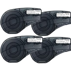 Compatible Label Tape Replacememt for M21-500-499-TB Cartridge, 1/2 inches Nylon Labels Tape,Black on White Nylon Cloth Film Work with BMP21-PLUS/LAB Label Printer-16' Length 0.5" Width 4 Pack