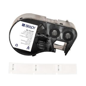 Brady Authentic (M4-102-427) Self-Laminating Vinyl Wrap Around Labels 1.25" H x 0.5" W Black on White, Clear, 200 Labels. for use with The BMP41, BMP51, and M511 Label Printers