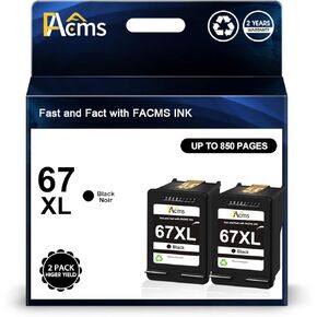 67XL Black Ink Cartridge Replacement for HP 67 67 XL 67 Ink Cartriage 2 Pack for HP DeskJet 2700 2700e 2755 2755e 4155e 4155 Envy 6400 6055 6055e 6455e Envy Pro 6452 6458 6475 (2 Black)