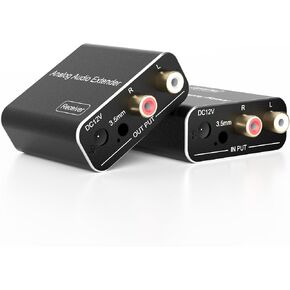 3.5mm RCA Analog Signal Audio Extender - Over Cat5e/ 6/7 Cable Extend 1640FT RCA Coaxial 3.5mm Audio Extend Adapter, Support Dolby Digital, DTS, PCM, Stereo, for Phone/ MP3/ Blu-Ray Player/Desktop in Kuwait