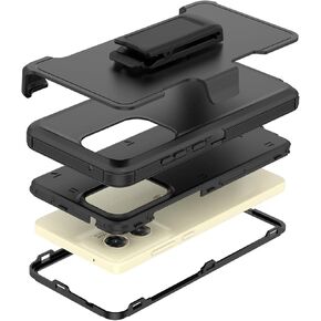 Compatible with Moto G Stylus 5G 2024 Case, with Belt Clip Holster Heavy Duty Rugged Shockproof Full Body Protection Kickstand Cover for Moto G Stylus 5G 2024 Phone (Black)