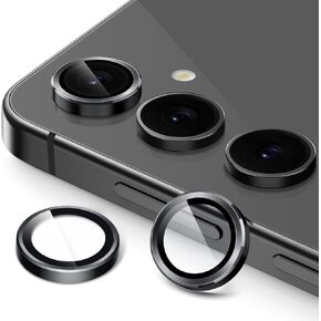 JETech Camera Lens Protector for Samsung Galaxy S24 FE, 9H Tempered Glass Metal Individual Ring Cover, HD Clear, 1 Set (Black)