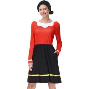 Clarisbelle Women's Halloween Cosplay Costume Classic Long Sleeve Dress