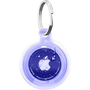 Airtag Holder，Air Tag Case，Waterproof Apple Airtags Case with Keychain，Anti-Scratch Air Tags Key Chain for Pet Tracking，Kids，Keys，Luggage，Accessories for GPS Item Finder Tracker，Clear Purple