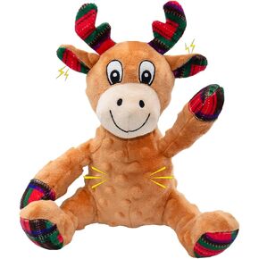 Christmas Squeaky Reindeer Dog Toys-Tug of War Dog Toy for Puppy- Keep Them Busy and Entertained- Interactive Pet Toys for Small & Medium Breeds