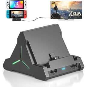 TV Switch Dock for Nintendo Switch/Switch OLED, Portable Switch Docking Station Support 4K TV HDMI Adapter,Switch Charging Dock Station with 4 Game Slots USB3.0 Port Switch Charger Dock