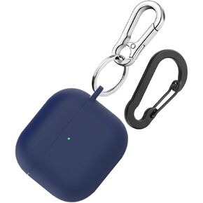 for AirPods 4 Case Cover with Keychain, Silicone Protective Accessories Case Skin with Carabiner Compatible with Apple AirPod 4th Generation for Women Men, Front LED Visible (Purple)
