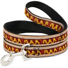 Dog Leash Hot Dog Mustard Ketchup Vivid 6 Feet Long 0.5 Inch Wide
