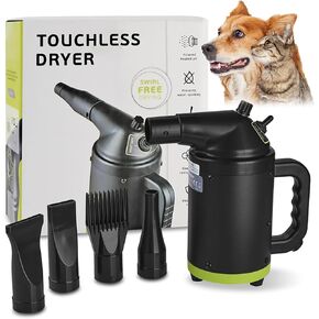 Johui Handheld Pet High Speed Hair Dryer,Pet Grooming Dryer with Adjustable Speed and Temperature Control Dog Blow Dryer,Pet Hair Dryer with 4 Nozzle