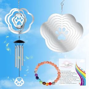Pet Memorial Gifts for Dogs, A Pet Pawprint Wind Chimes for Dog Bereavement Gift, Dog Sympathy Gift Dog Passing Away Pet with Memorial Bracelet