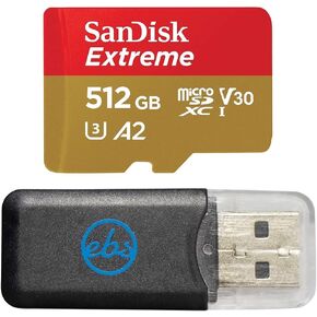 Sandisk MicroSDXC Extreme 512GB Memory Card for Tablets Compatible with Samsung Galaxy Tab S9 FE and FE+ (SDSQXAV-512G-GN6MN) U3 V30 Bundle with 1 Everything But Stromboli SD & MicroSDXC Card Reader