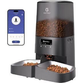WiFi 5L Automatic Cat Food Dispenser for 2 Cats, Automatic Cat Feeder, 48 Portions 6 Meals Per Day, Memory Function, 10s Meal Call, Timed Feeder for Cats Dogs, by Garfeur