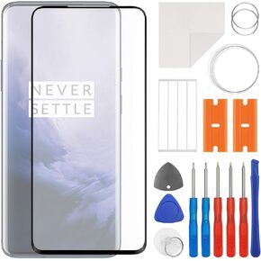 Front Screen Glass Outer Panel Lens Replacement +OCA Compatible with Oneplus 7 Pro 6.67" (Black) with Repair Kit