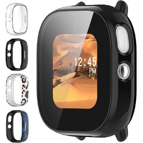 LOKEKE Compatible with Gizmo Watch Disney Full Coverage PC Protective Case Cover Tempered Glass Screen Protector(PC Black)