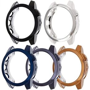 FitTurn [5 Pack] Compatible with Garmin Fenix 7,Fenix 7S, Fenix 7X Electroplating Case (not Cover The Front Screen) TPU Plated Case Shock-Proof Cover All-Around Protective Bumper Shell