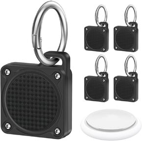 Compatible for AirTag Holder Air Tag Case Waterproof IPX8 with Key Ring Full Cover for Keychain, Pet Collar, Backpack, Luggage, Bike, Car & More (4)