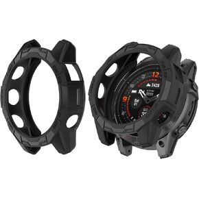 HUAYUWA 2Pack Soft TPU Case Cover (Black+Black) Compatible with Garmin EPIX PRO 47MM / Fenix 7 PRO/Fenix 7 Smartwatch Protective Case Shell Accessories