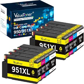 Valuetoner Compatible Ink Cartridge Replacement for HP 950XL 951XL 950 XL 951 XL for Officejet Pro 8600 8610 8100 8615 8620 8630 8660 251dw Printer 8 Pack (2 Black,2 Cyan,2 Magenta,2 Yellow)