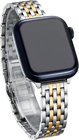 Thin & Feminine Bands for Apple Watch 10 9 8 7 6 5 4 3 2 1, Dressy Metal Watch Bands for Women for Apple Watch 45mm 44mm 42mm 41mm 40mm 38mm in Kuwait