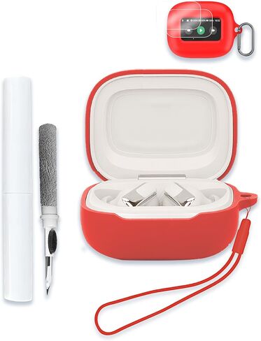 Case for JBL Live Beam 3 Earbuds, Soft Silicone Protective Portable Scratch Shock Resistant Compatible with Shell with Cleaner Kit & Carabiner & Lanyard，Black in Saudi Arabia