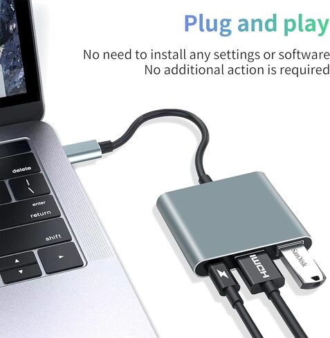 USB C to HDMI Adapter, 3-in-1 HDMI to USBC Digital AV Multiport Adapter,Type C Hub Converter to 4K HDMI, USB 3.0, 100W PD for MacBook Pro Air iPad Chromebook XPS Switch, Laptop, Phone in Kuwait