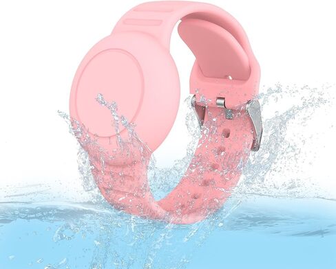 AirTag Bracelet for Kids,Waterproof Air tag Holder for Kids with Soft Silicone Full Coverage Anti-Lost Hidden Airtag Wristband Accessories for Kid - Pink in Saudi Arabia