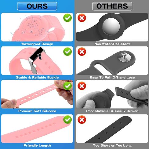 AirTag Bracelet for Kids,Waterproof Air tag Holder for Kids with Soft Silicone Full Coverage Anti-Lost Hidden Airtag Wristband Accessories for Kid - Pink in Saudi Arabia