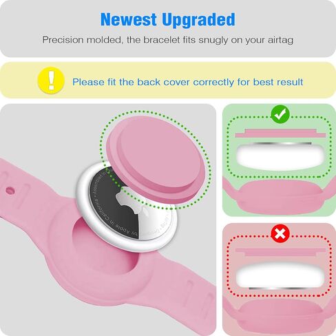 AirTag Bracelet for Kids,Waterproof Air tag Holder for Kids with Soft Silicone Full Coverage Anti-Lost Hidden Airtag Wristband Accessories for Kid - Pink in Saudi Arabia