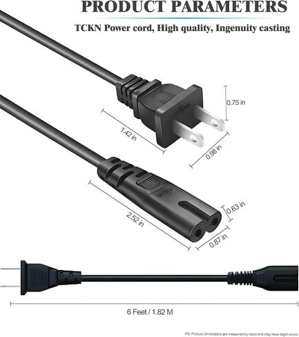 AC Power Cord for PS4/PS4 Slim/PS5/PS3 Slim/PS3 Super Slim,Xbox One S/Xbox One X,Xbox Series X/Xbox Series S,PlayStation 5/4 Slim/3 Slim,2 Prong Power Cable Replacement 6 Feet in Saudi Arabia