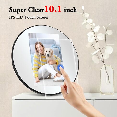 Digital Picture Frame WiFi Digital Photo Frame, IPS HD Display Touch Screen,32GB Storage, Slideshow, Wall Mountable, Auto-Rotate, Share Photos and Video via Uhale App, Silver Mirrored in Saudi Arabia
