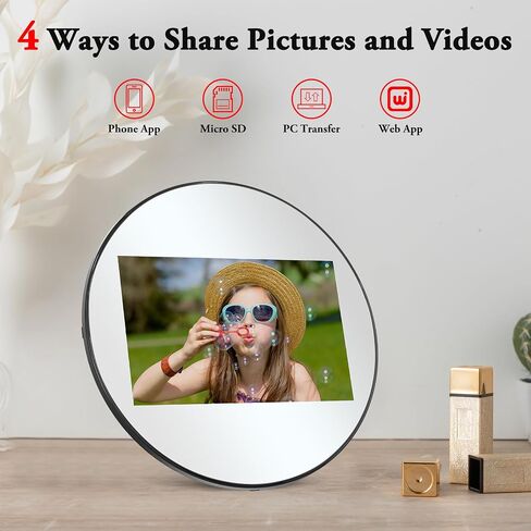 Digital Picture Frame WiFi Digital Photo Frame, IPS HD Display Touch Screen,32GB Storage, Slideshow, Wall Mountable, Auto-Rotate, Share Photos and Video via Uhale App, Silver Mirrored in Saudi Arabia