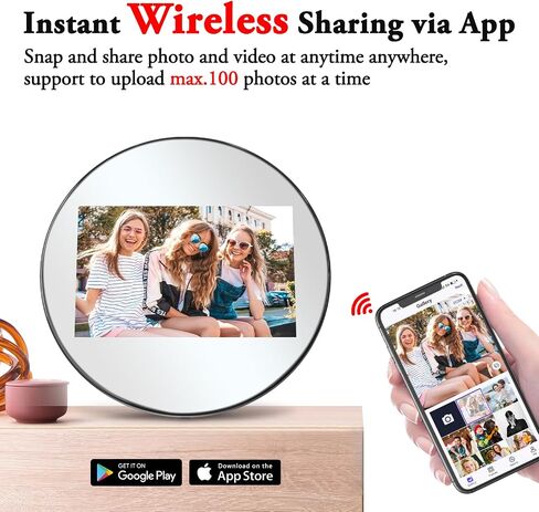 Digital Picture Frame WiFi Digital Photo Frame, IPS HD Display Touch Screen,32GB Storage, Slideshow, Wall Mountable, Auto-Rotate, Share Photos and Video via Uhale App, Silver Mirrored in Saudi Arabia