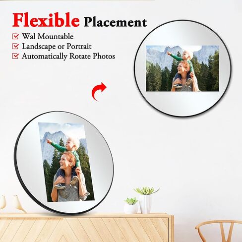 Digital Picture Frame WiFi Digital Photo Frame, IPS HD Display Touch Screen,32GB Storage, Slideshow, Wall Mountable, Auto-Rotate, Share Photos and Video via Uhale App, Silver Mirrored in Saudi Arabia