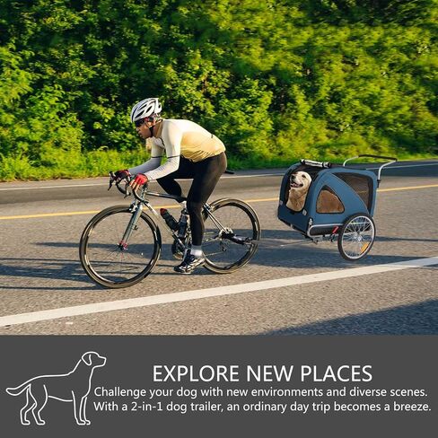 Sepnine Leonpets 3 in 1 Large Pet Dog Bike Trailer with a 12" Jogger Wheel and a 6" Stroller Wheel, Quick Set-up and Fold Down with Bicycle Coupler (Blue) in Saudi Arabia