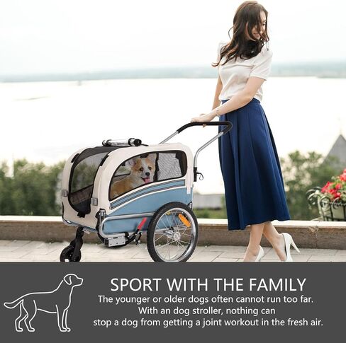 مقطورة دراجة كبيرة للكلاب الأليفة 3 في 1 من Sepnine Leonpets مع عجلة ركض مقاس 12 بوصة وعجلة عربة أطفال دوارة مقاس 6 بوصات in Kuwait