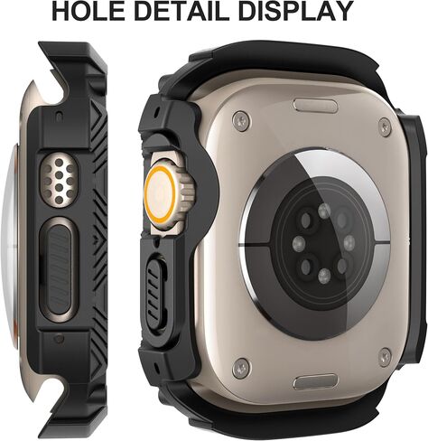 Suoman for Apple Watch 49mm Waterproof Screen Protector Case, Tempered Glass Screen Protector Cover for iWatch Ultra/Ultra 2 49mm SmartWatch [Dazzling Cool Armored] [Full Body Shockproof ]- Black in Kuwait