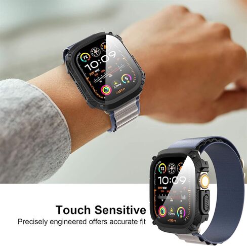 Suoman for Apple Watch 49mm Waterproof Screen Protector Case, Tempered Glass Screen Protector Cover for iWatch Ultra/Ultra 2 49mm SmartWatch [Dazzling Cool Armored] [Full Body Shockproof ]- Black in Kuwait