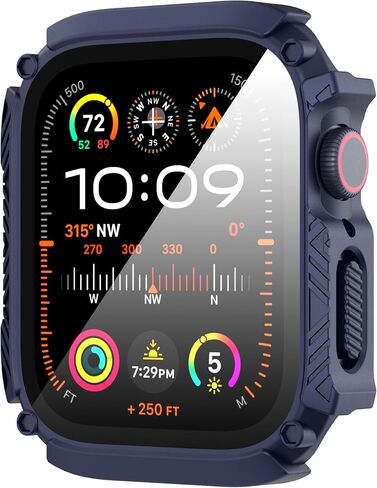 Suoman for Apple Watch 49mm Waterproof Screen Protector Case, Tempered Glass Screen Protector Cover for iWatch Ultra/Ultra 2 49mm SmartWatch [Dazzling Cool Armored] [Full Body Shockproof ]- Black in Kuwait