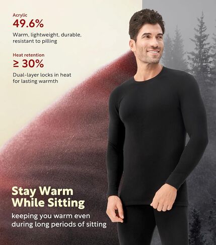 DAVID ARCHY Thermal Underwear for Men with Double-layer Knee & Elbow Panel Toasty Fleece Lined Base Layer Long Johns or Sets in Kuwait