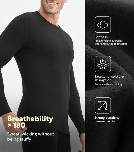 DAVID ARCHY Thermal Underwear for Men with Double-layer Knee & Elbow Panel Toasty Fleece Lined Base Layer Long Johns or Sets in Kuwait