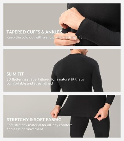 DAVID ARCHY Thermal Underwear for Men with Double-layer Knee & Elbow Panel Toasty Fleece Lined Base Layer Long Johns or Sets in Kuwait