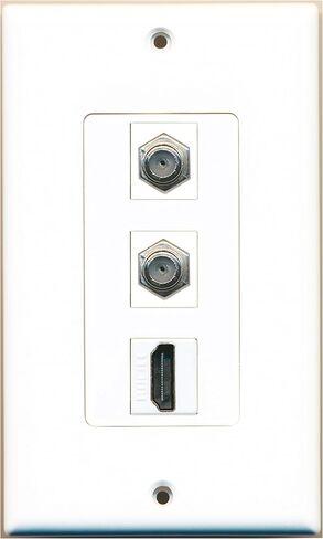 RiteAV - 1 Port HDMI 2 Port Coax Cable TV- F-Type Decorative Wall Plate - White in Saudi Arabia