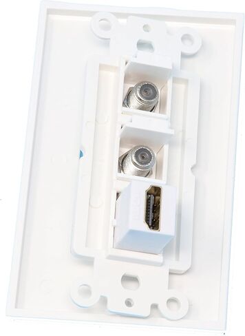 RiteAV - 1 Port HDMI 2 Port Coax Cable TV- F-Type Decorative Wall Plate - White in Saudi Arabia