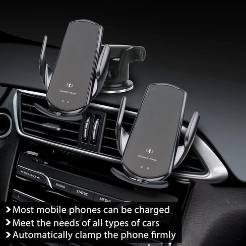 Wireless Car Charger,15W Qi Fast Charging, Automatic Sensor Auto-Clamping Car Phone Holder, Windshield Dashboard Air Vent Car Phone Mount, Q3-US in Saudi Arabia