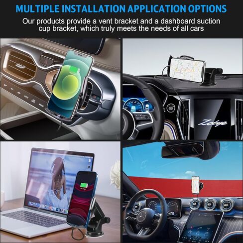 Wireless Car Charger,15W Qi Fast Charging, Automatic Sensor Auto-Clamping Car Phone Holder, Windshield Dashboard Air Vent Car Phone Mount, Q3-US in Saudi Arabia