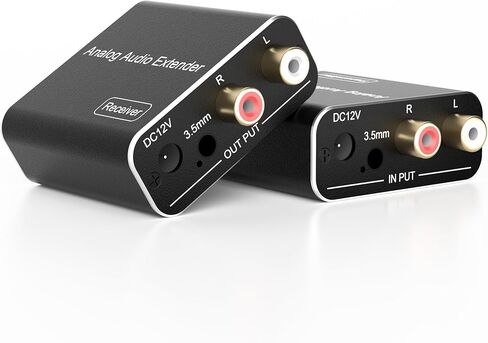 3.5mm RCA Analog Signal Audio Extender - Over Cat5e/ 6/7 Cable Extend 1640FT RCA Coaxial 3.5mm Audio Extend Adapter, Support Dolby Digital, DTS, PCM, Stereo, for Phone/ MP3/ Blu-Ray Player/Desktop in Kuwait