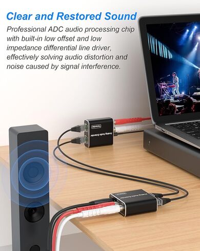 3.5mm RCA Analog Signal Audio Extender - Over Cat5e/ 6/7 Cable Extend 1640FT RCA Coaxial 3.5mm Audio Extend Adapter, Support Dolby Digital, DTS, PCM, Stereo, for Phone/ MP3/ Blu-Ray Player/Desktop in Kuwait